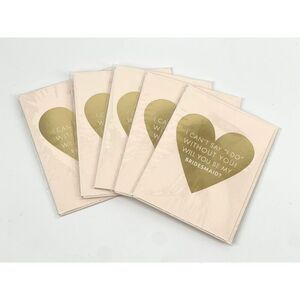 NEW Paper Source Bridesmaid Proposal Cards Envelope Gold Blush Pink Set Of 5